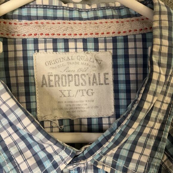 Aeropostale Men's S Western Pearl Snap Sz Xl Long Sleeve Plaid Cowboy Shirt - Picture 2 of 10